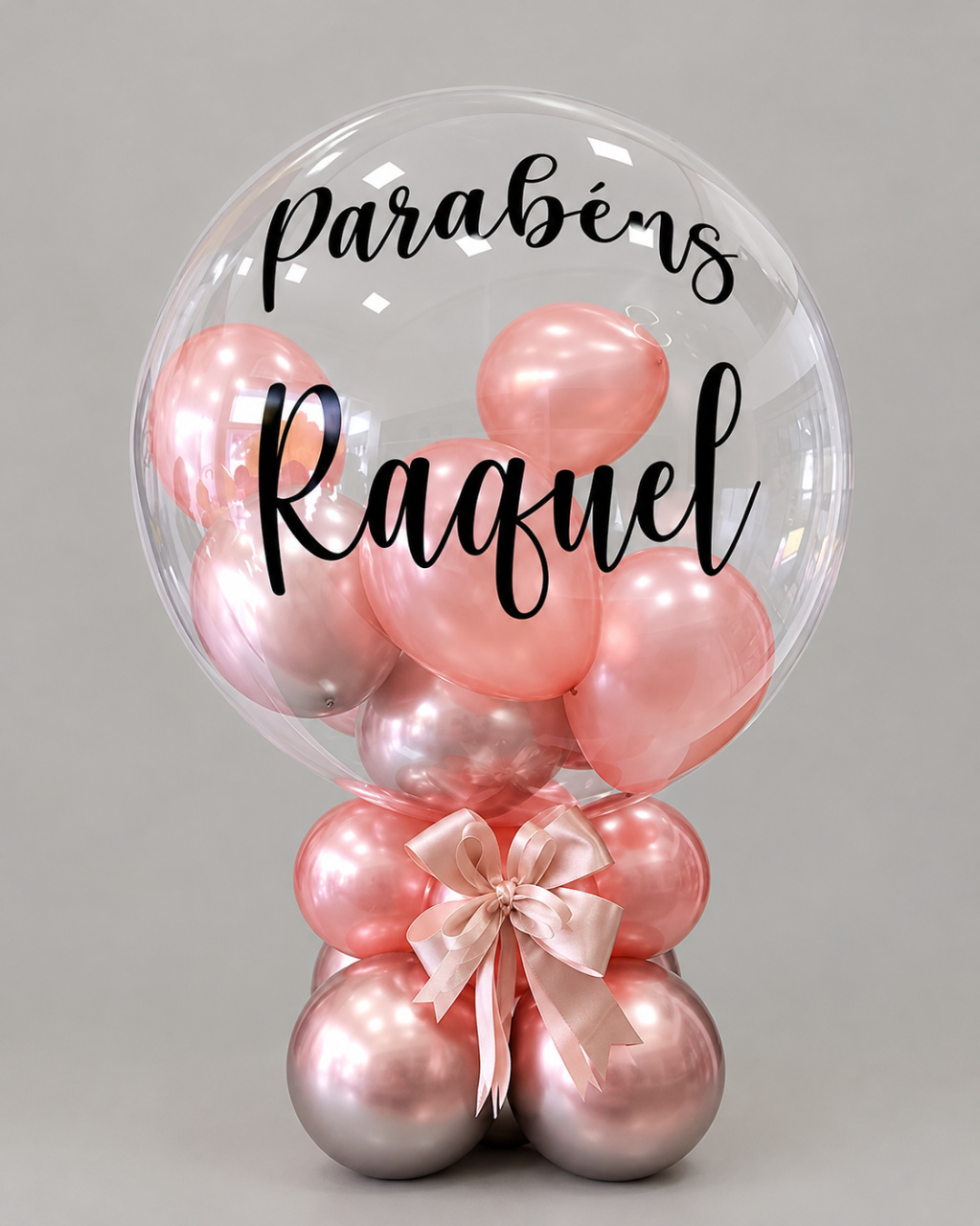 Arranjo Bubble Com Laço E Mini Balões Dentro - Ateliê Festas