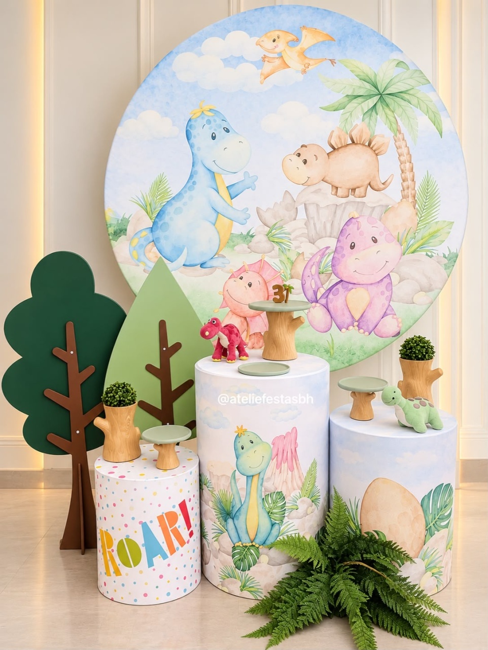 Ki Minimalista Dino Baby Aquarela - Ateliê Festas