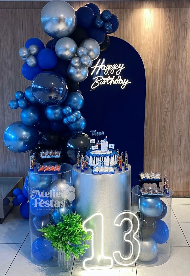 Kit Azul, Preto E Prata - Ateliê Festas