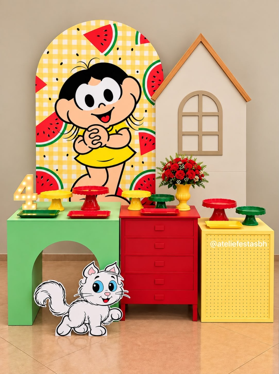Kit Magali Com Painel Casinha - Display Mingau - Ateliê Festas