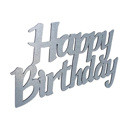 Letreiro Happy Birthday Em Mdf Prata Com Glitter - Ateliê Festas
