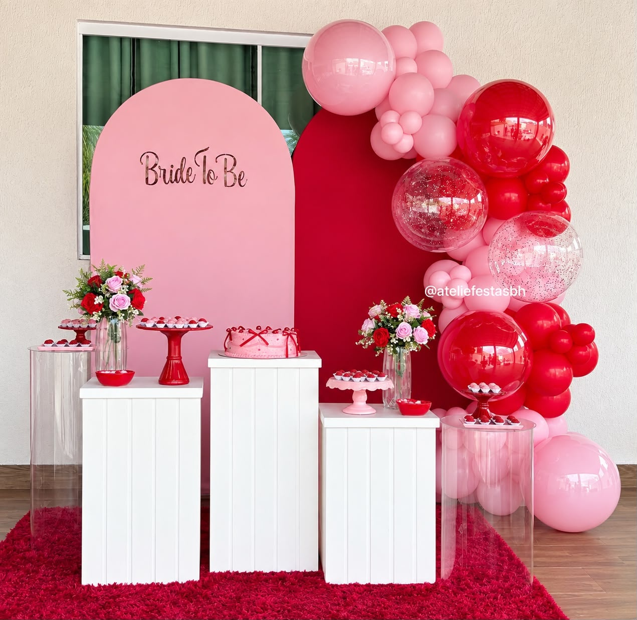 Chá de Lingerie Rosa Candy E Vermelho - Ateliê Festas