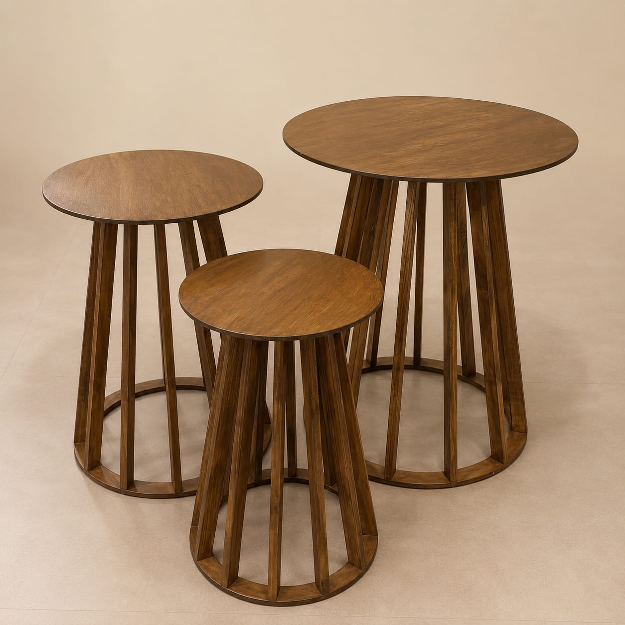 Trio de Mesas Rusticas Redondas - Ateliê Festas
