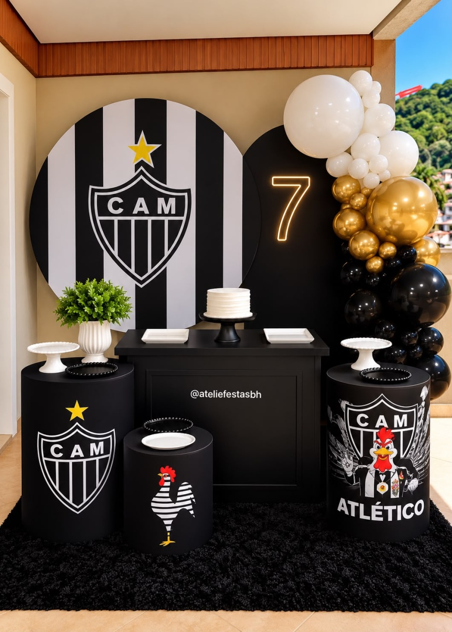 Kit Ouro Atlético Mineiro/Galo - Mesa Preta - Ateliê Festas