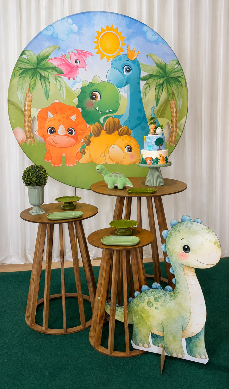Kit Minimalista Dino Baby Com Mesas Rústicas - Ateliê Festas