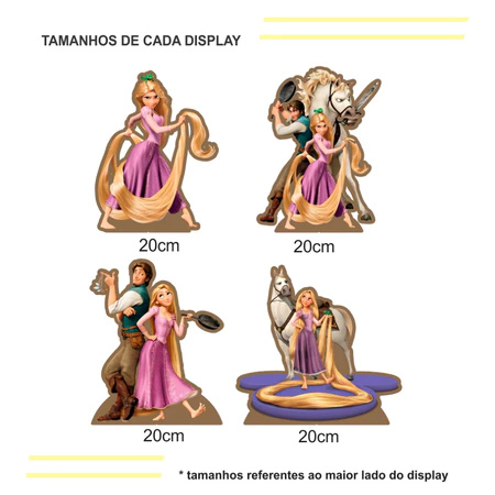 Conjunto 4 Displays Enrolados Rapunzel - Ateliê Festas