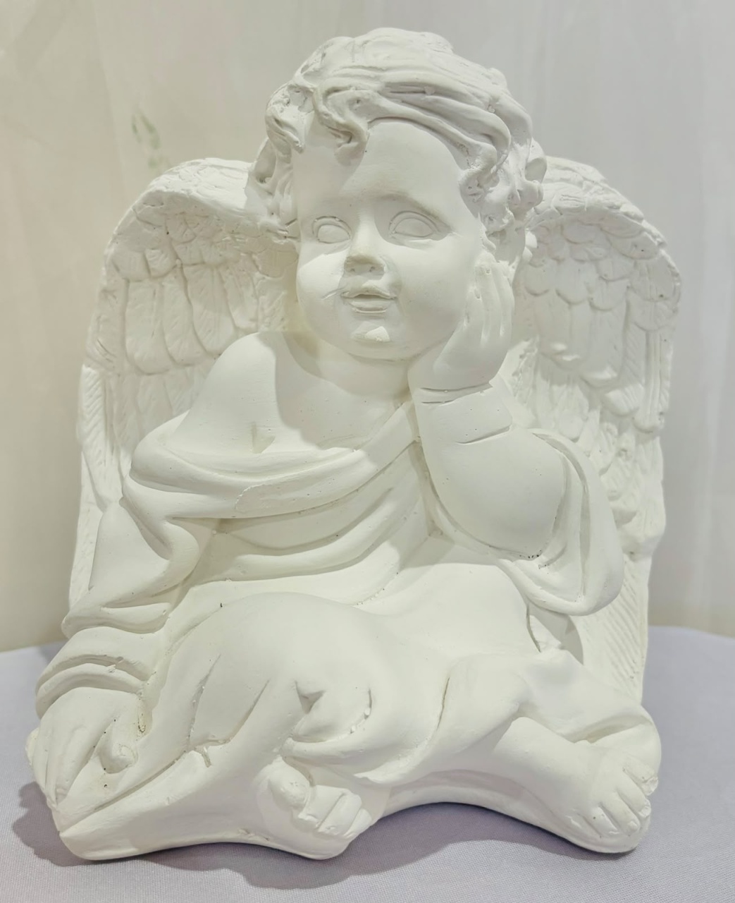 Anjinho de Gesso Branco 15Cm - Ateliê Festas