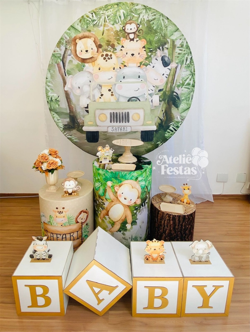 Kit Básico Chá de Bebê Safari - Ateliê Festas