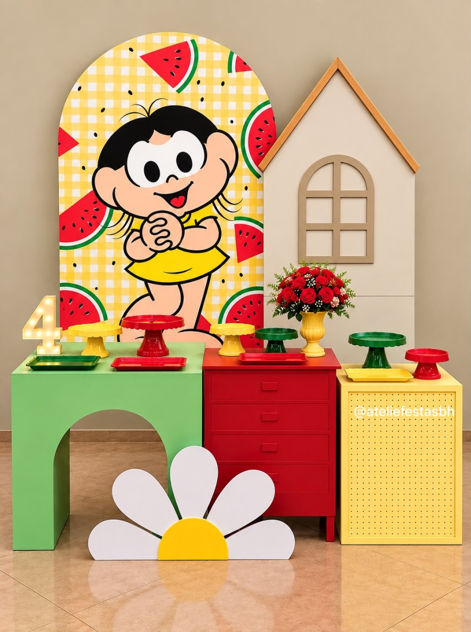 Kit Magali Com Painel Casinha - Display Margarida - Ateliê Festas