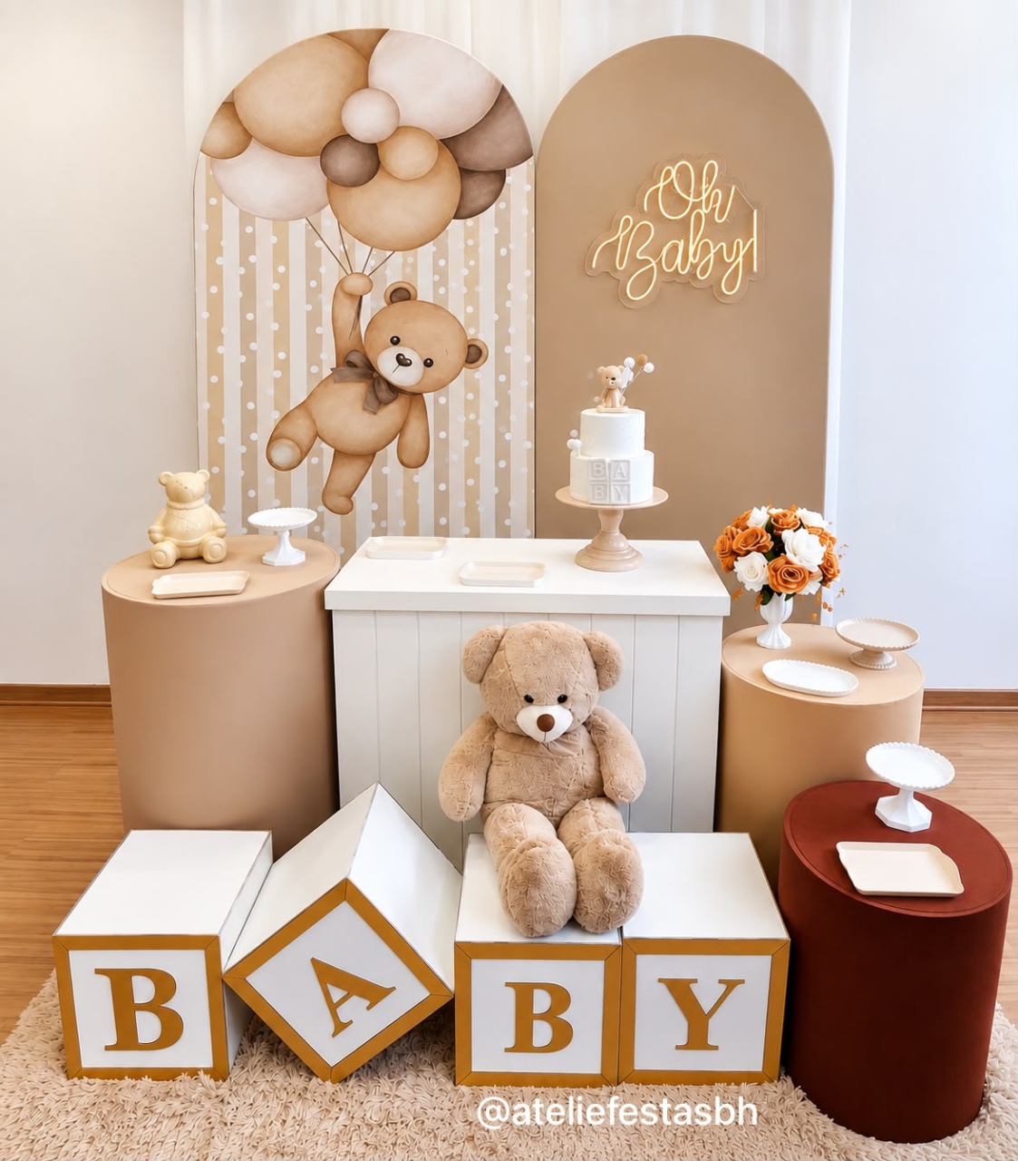 Kit Ouro Ursinho Baloeiro Em Tons Terrosos - Ateliê Festas