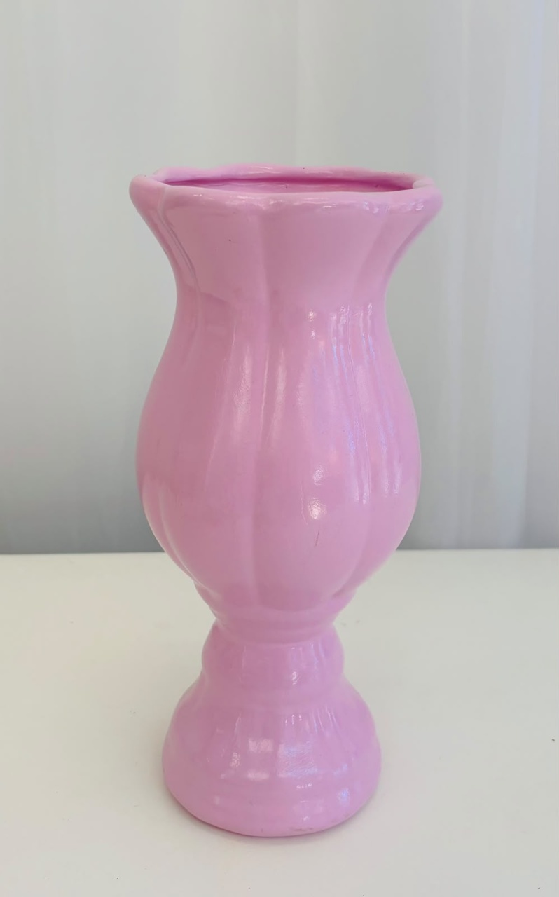 Vaso Tulipa de Cerâmica Rosa Candy - Ateliê Festas