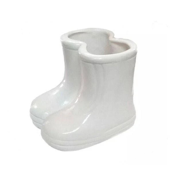 Vaso Botinha de Cerâmica Branco - Ateliê Festas