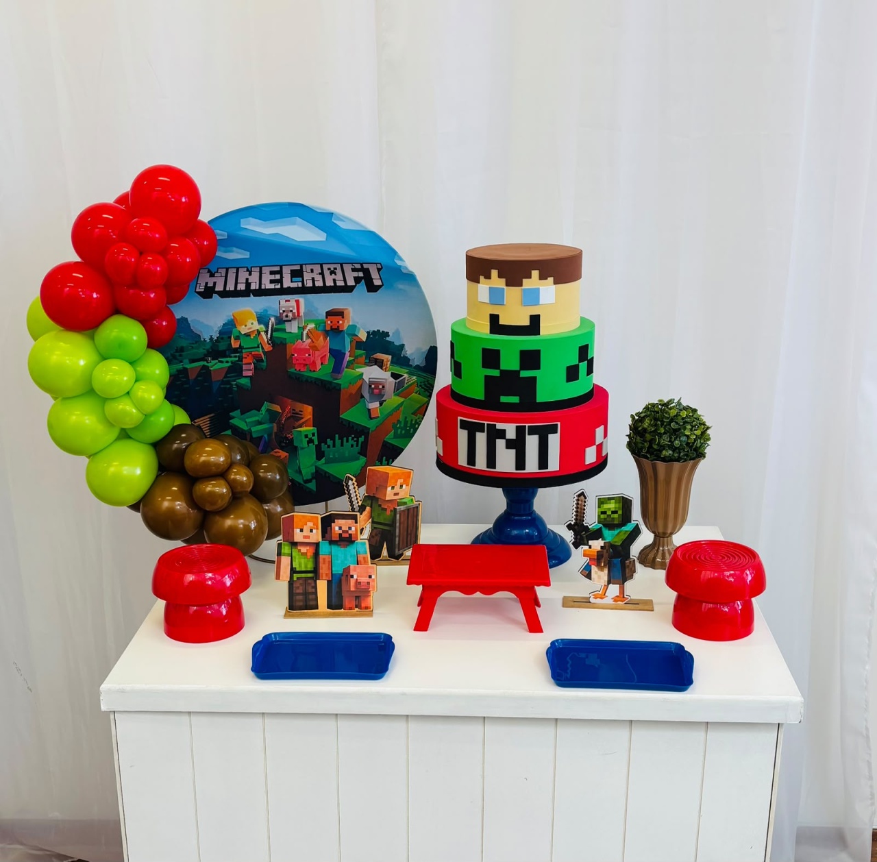 Mini Kit Minecraft Com Bolo Fake - Ateliê Festas