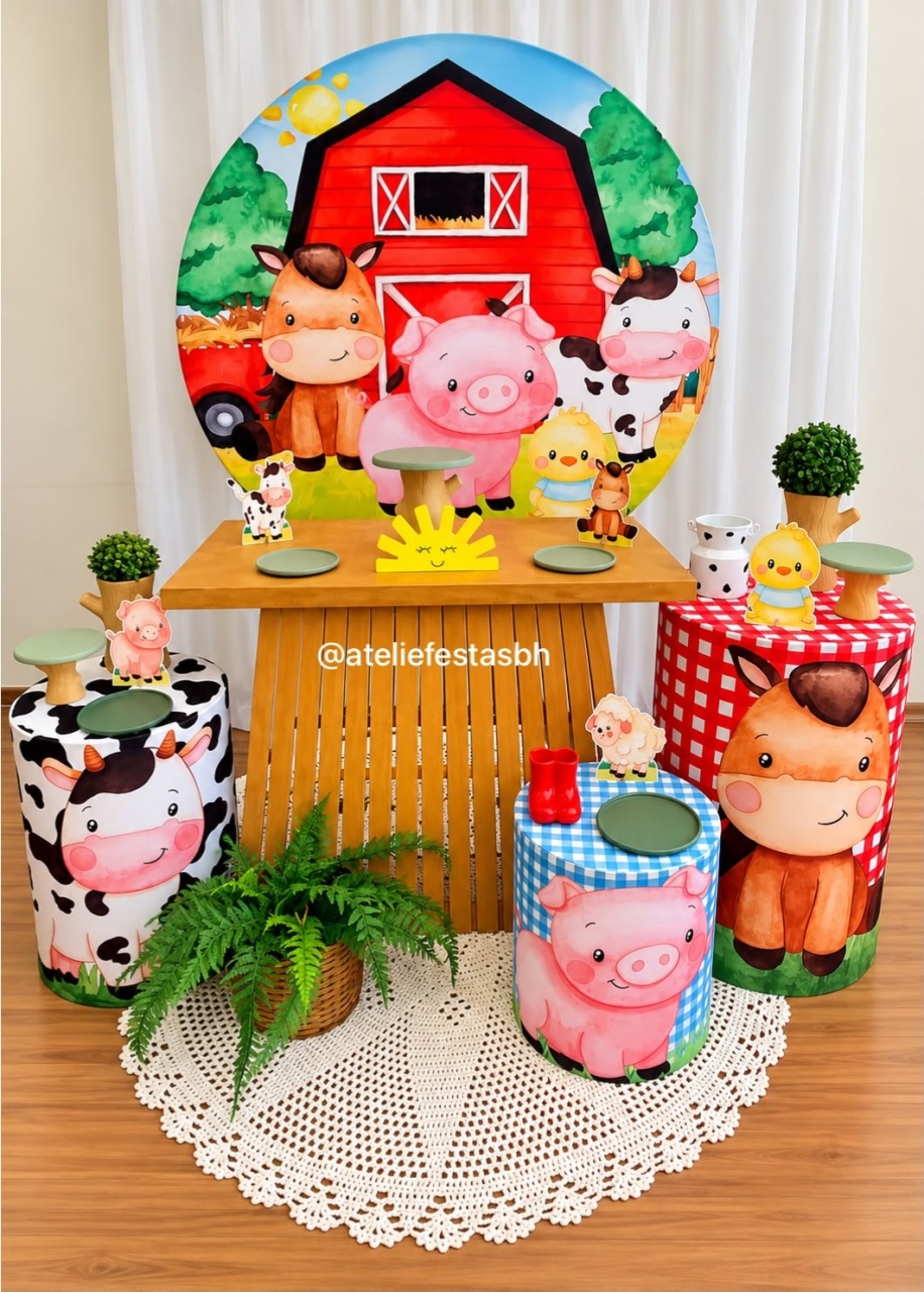 Kit Bronze Fazendinha Com Tapete - Ateliê Festas