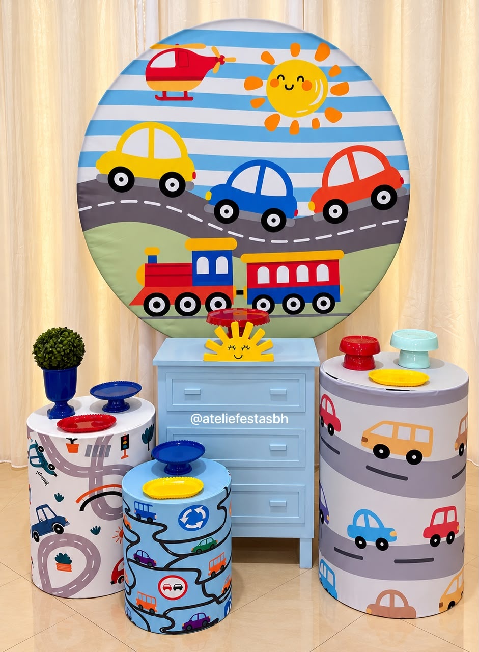 Kit Carrinhos/Veículos/Transportes - Cômoda Azul Candy - Ateliê Festas