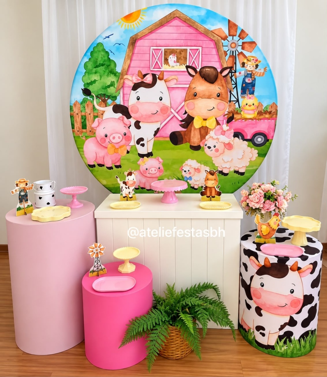 Kit Bronze Fazendinha Rosa - Ateliê Festas
