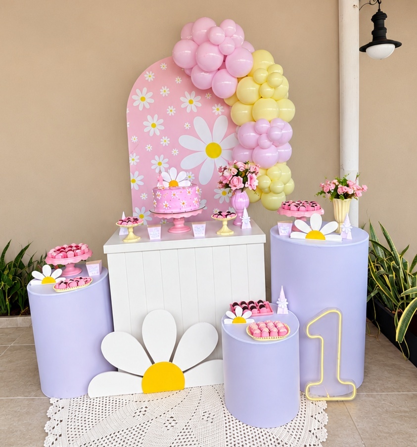 Kit Personalizado Margaridas + Balão Simples - Ateliê Festas