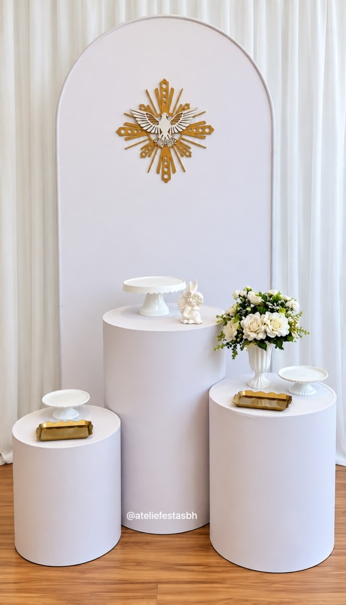 Kit Batizado Básico Branco E Dourado - Ateliê Festas