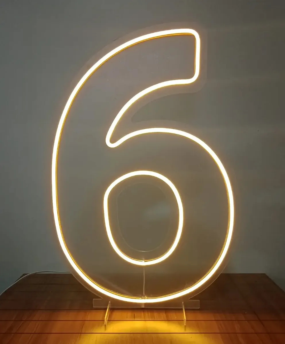 Led N° 6 Branco Quente 50Cm - Ateliê Festas