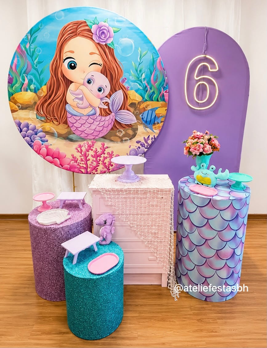 Kit Prata Sereia Cute - Ateliê Festas