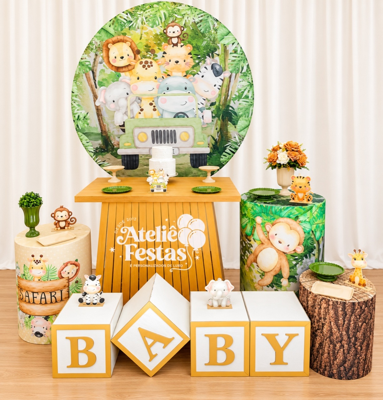 Kit Bronze Chá de Bebê Safari - Ateliê Festas