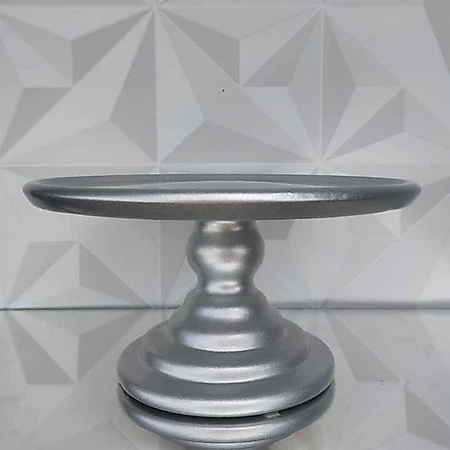 Boleira de Cerâmica Prata 27Cm Diâmetro - Ateliê Festas