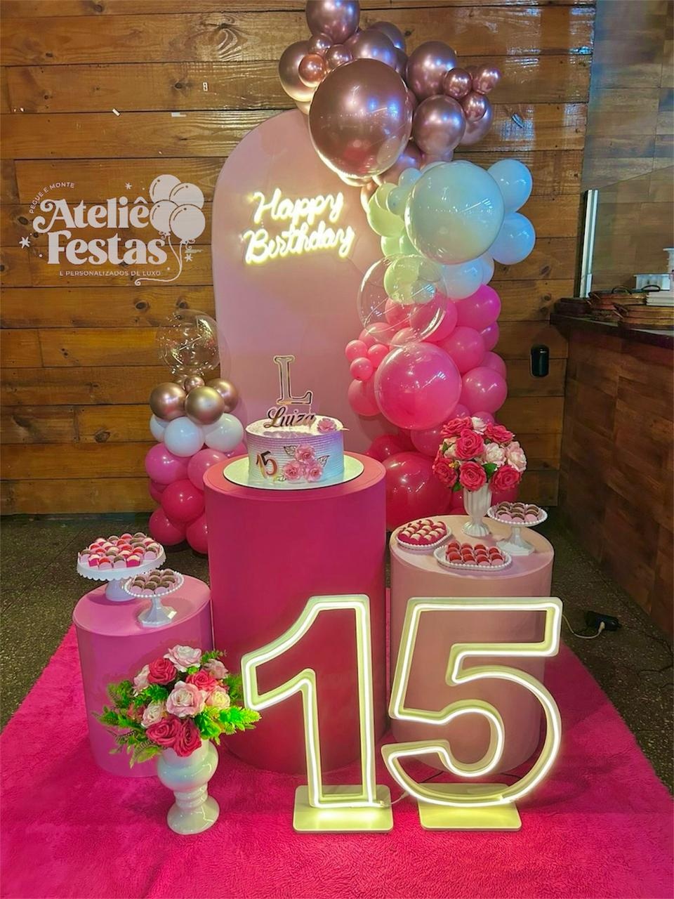 Kit 15 Anos Tons de Rosa - Ateliê Festas