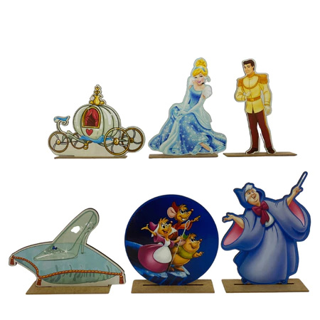 Conjunto de Displays de Mesa Cinderela 20Cm Cada - Ateliê Festas