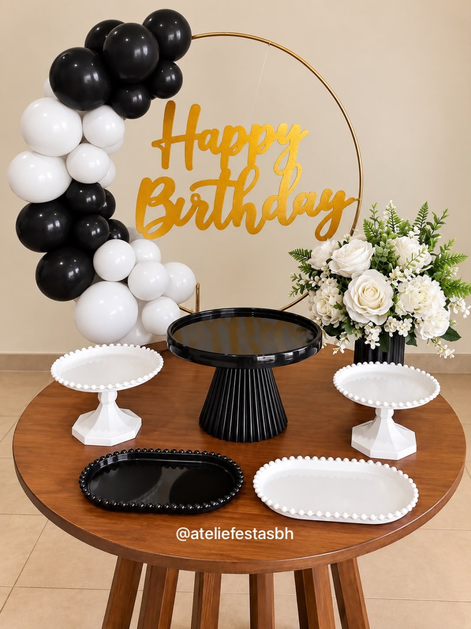 Mini Kit Festa Na Mesa Happy Birthday Preto E Branco - Ateliê Festas