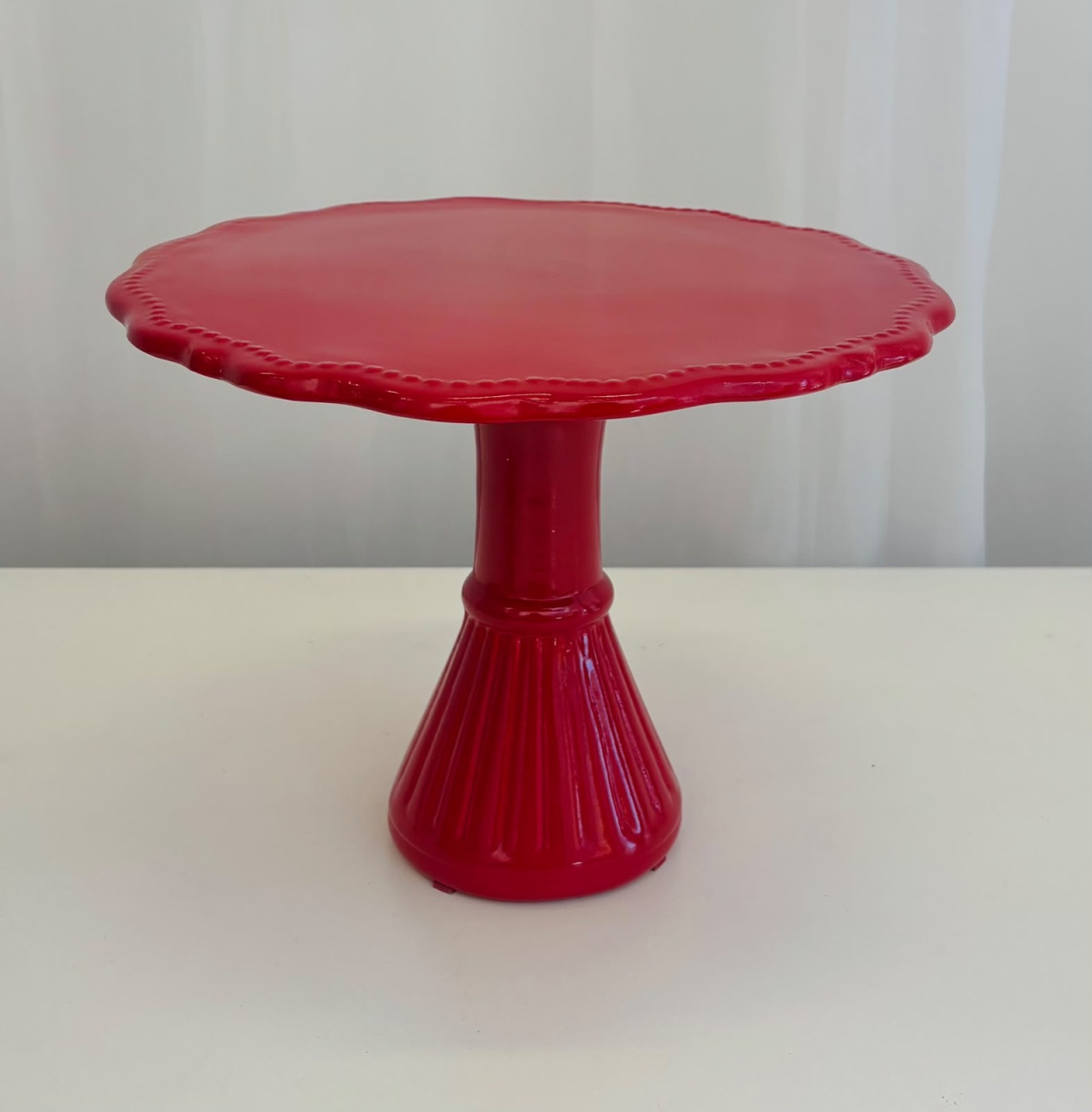 Boleira de Cerâmica Imperial Romana Vermelha 28Cm - Ateliê Festas
