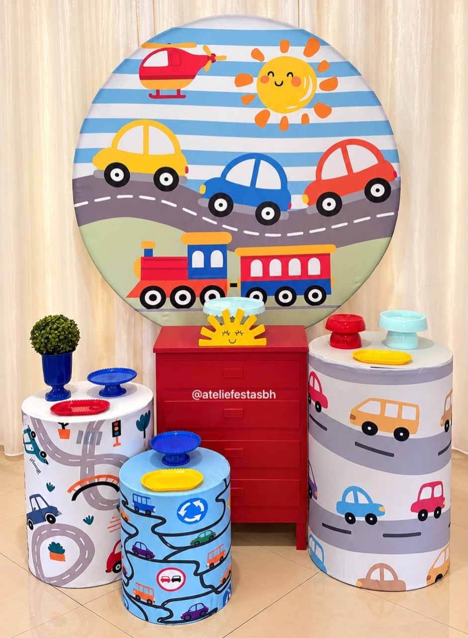 Kit Carrinhos/Veículos/Transportes - Cômoda Vermelha - Ateliê Festas