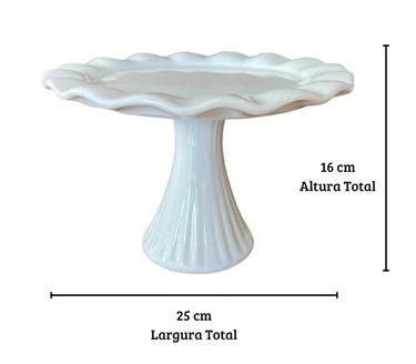 Boleira Rendada de Cerâmica Branca 25Cm - Ateliê Festas