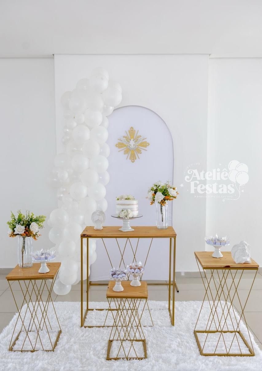 Kit Batizado Mesas de Ferro Dourado - Ateliê Festas