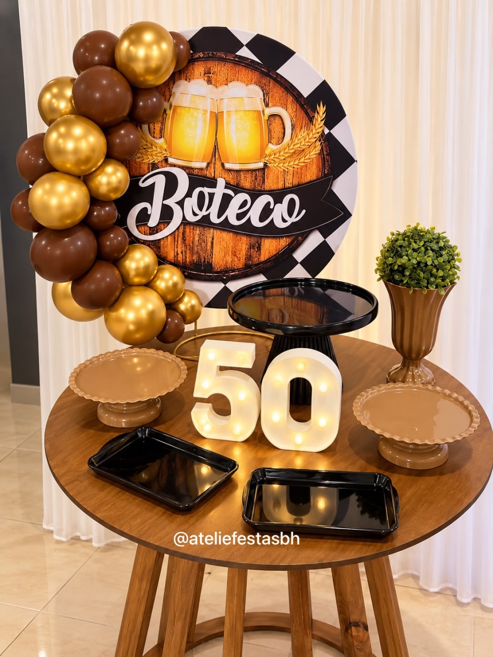 Mini Kit Festa Na Mesa Boteco - Marrom E Preto - Ateliê Festas