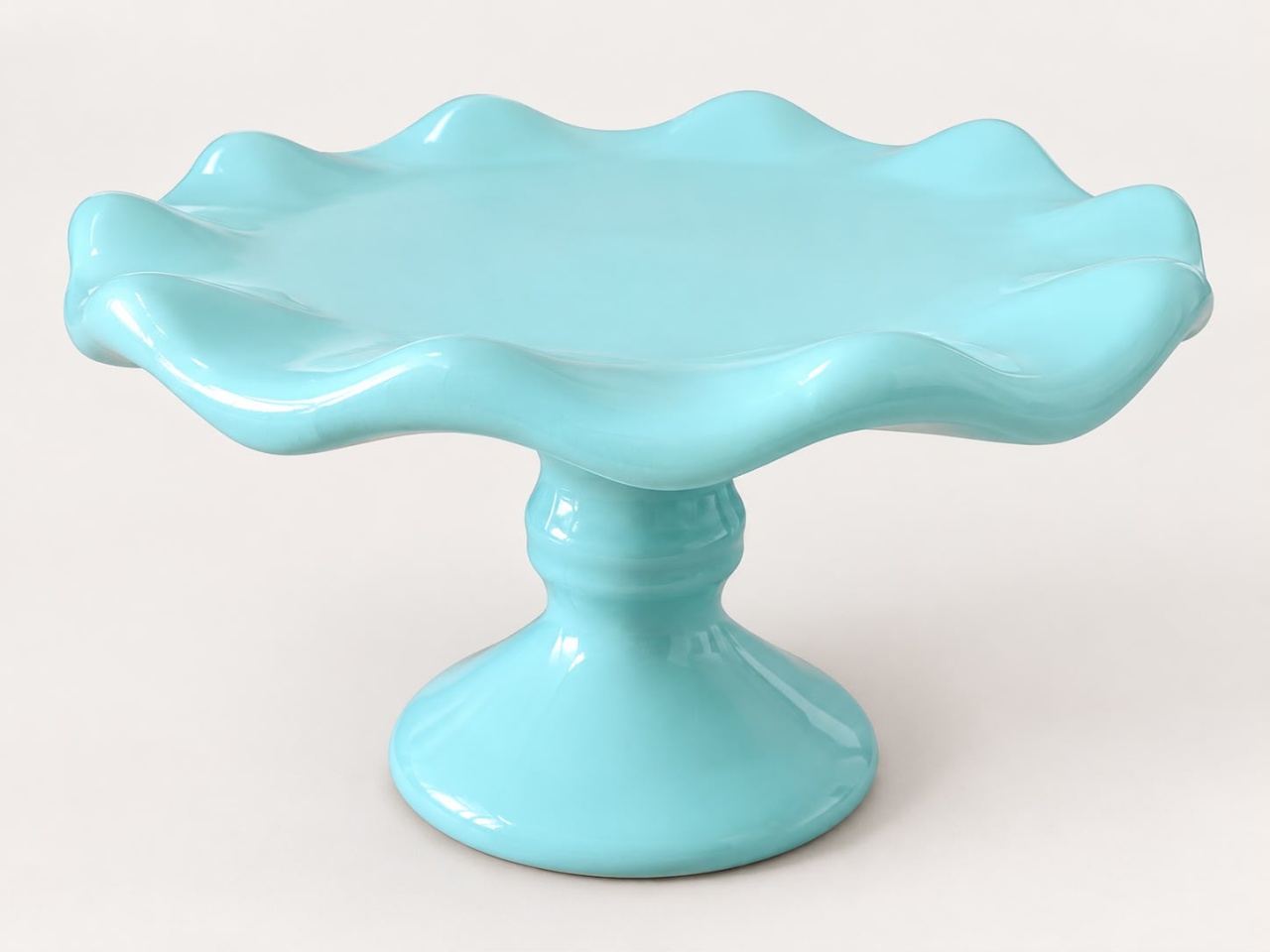 Boleira de Cerâmica Azul Candy - Ateliê Festas