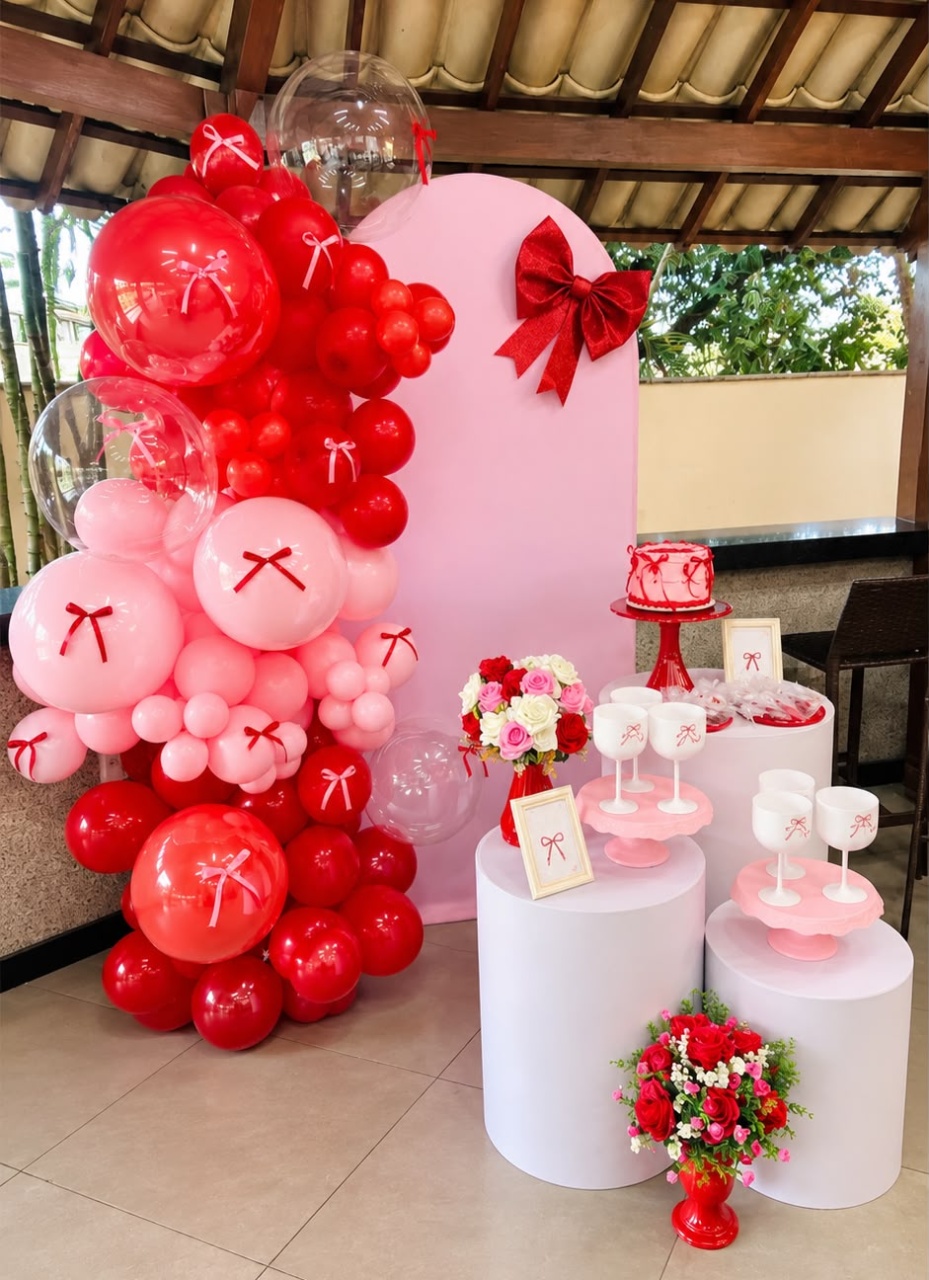 Kit Laços - Vermelho E Rosa - Ateliê Festas