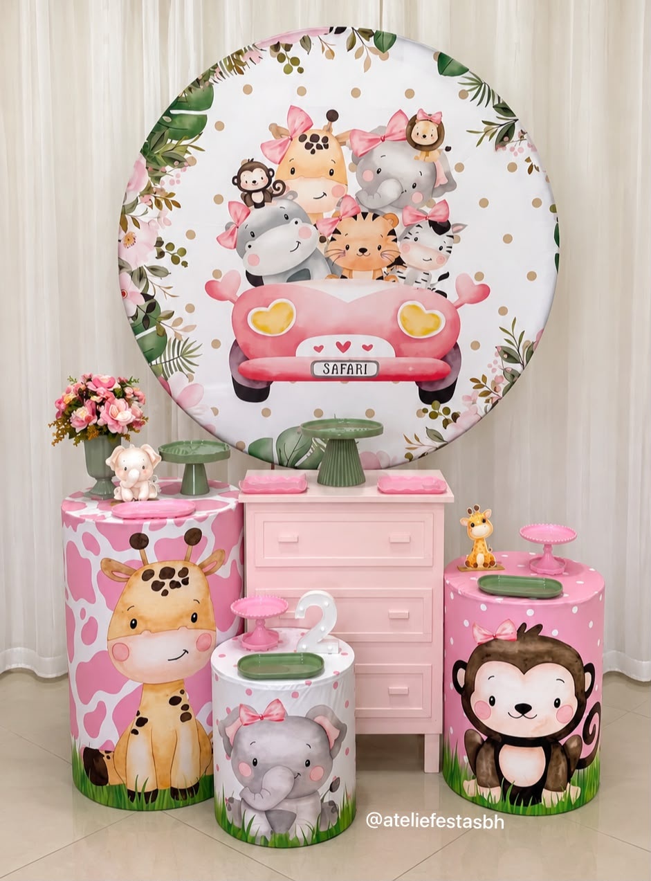 Kit Bronze Safari Rosa - Ateliê Festas