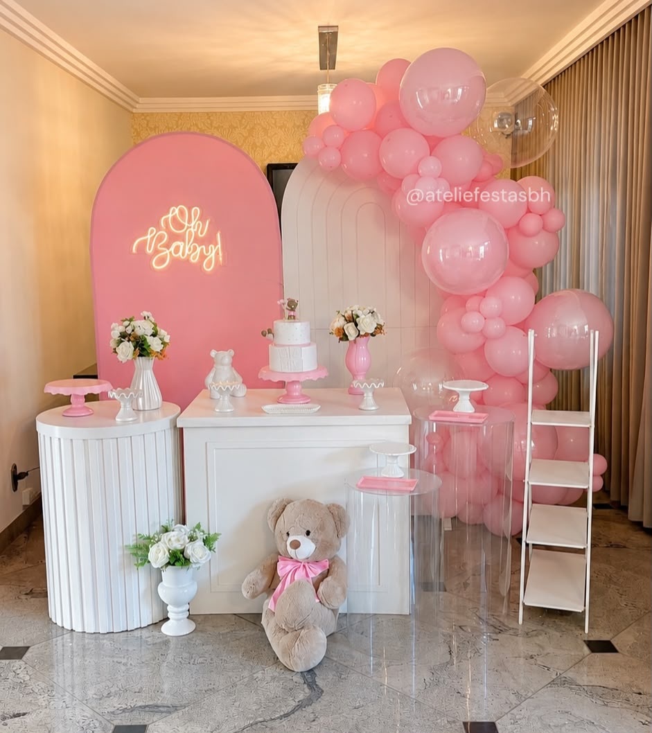 Decoração Chá de Bebê Menina - Ateliê Festas