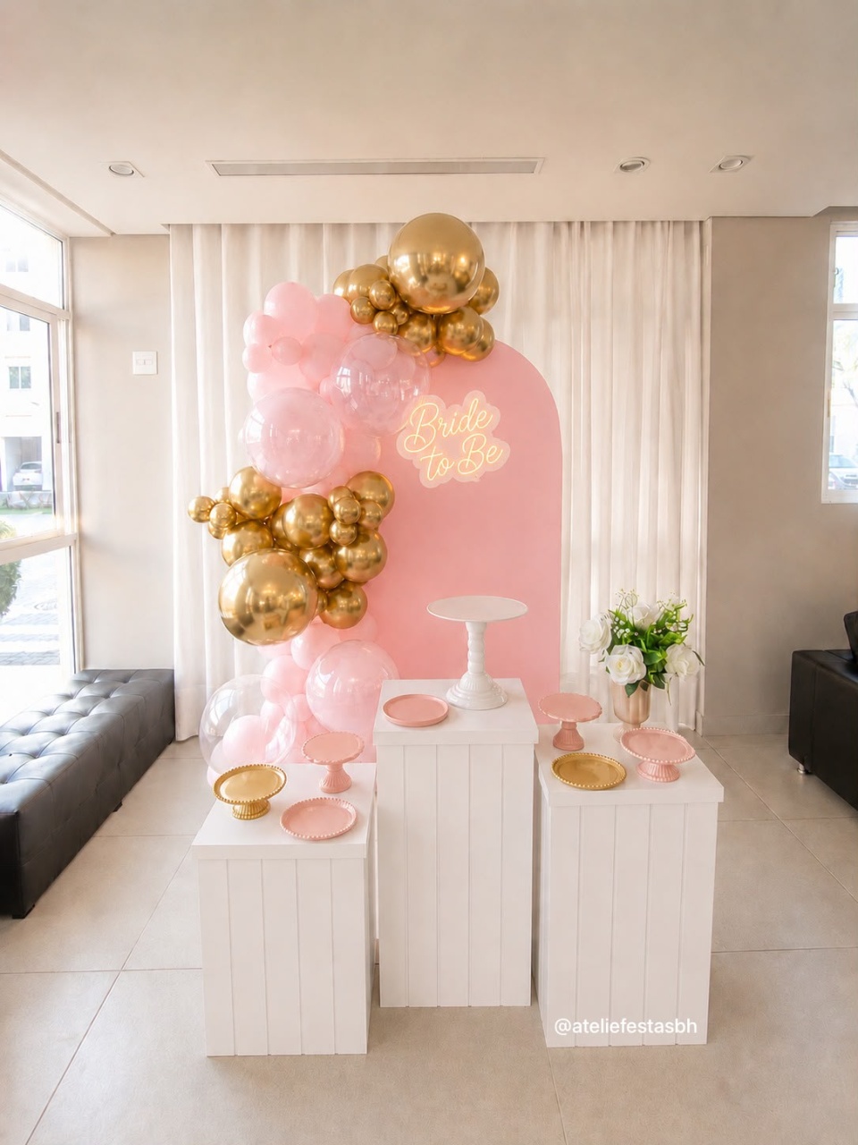 Chá de Lingerie Rosa Candy E Dourado - Ateliê Festas