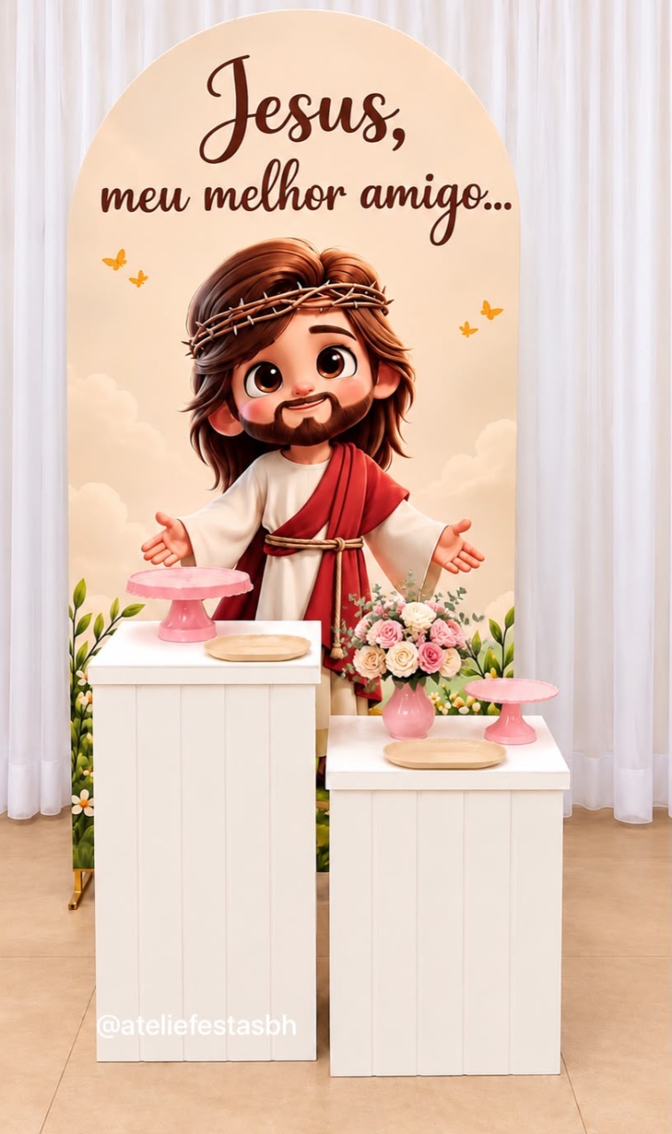 Kit Minimalista Jesus, Meu Melhor Amigo - Cubos Ripados - Ateliê Festas