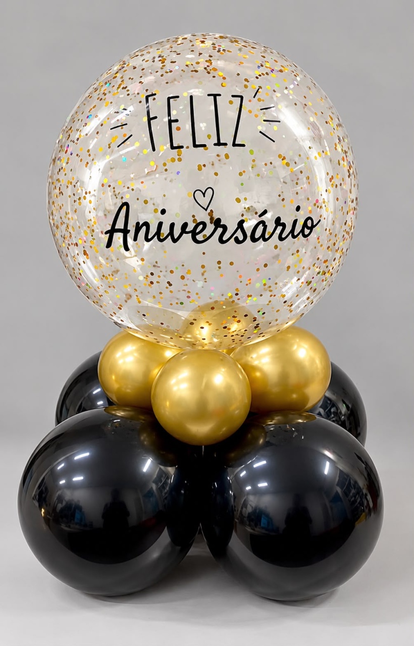 Arranjo Bubble Feliz Aniversário - Ateliê Festas