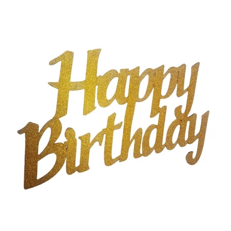 Letreiro Happy Birthday Com Glitter Dourado Mdf 55X35Cm - Ateliê Festas