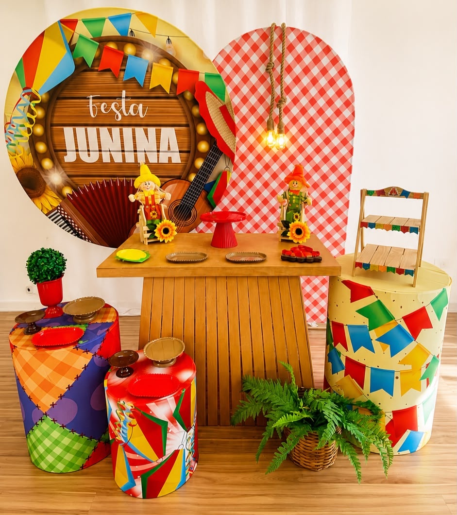 Kit Prata Festa Junina Xadrez Vermelho - Ateliê Festas
