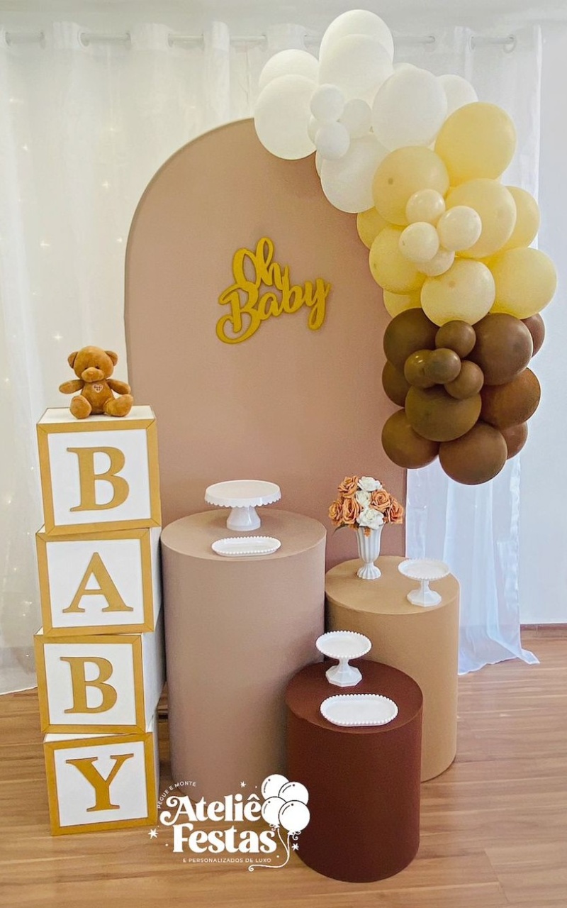 Kit Básico Chá Revelação Bege - Ateliê Festas