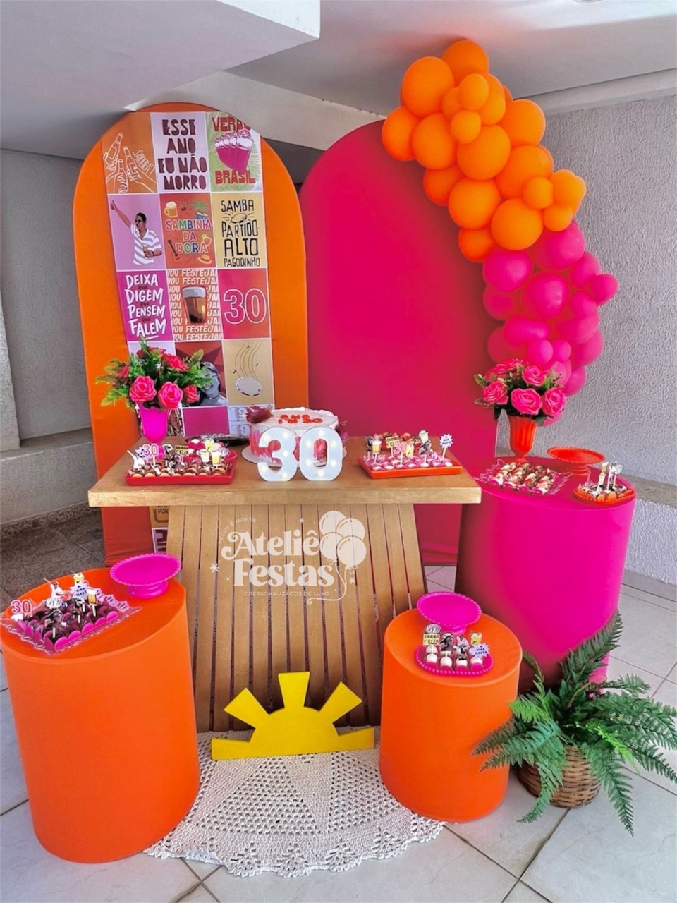 Kit Ouro Pink E Laranja - Ateliê Festas