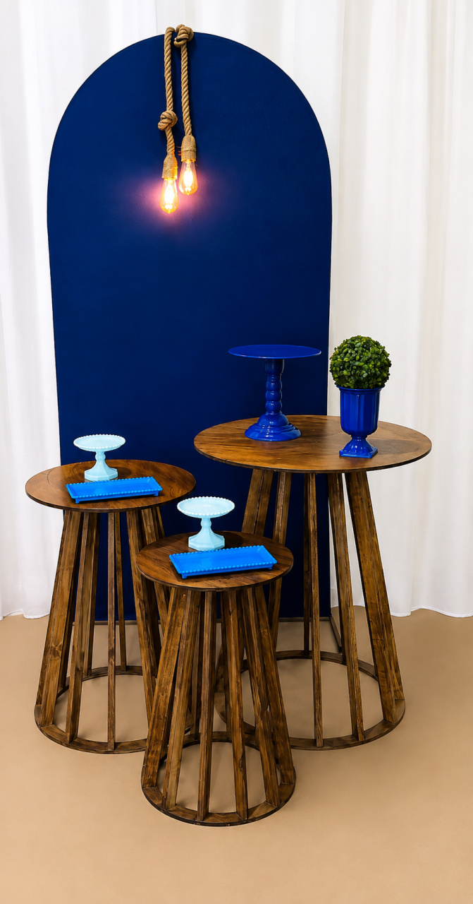 Kit Adulto Azul Com Mesas Rústicas - Ateliê Festas