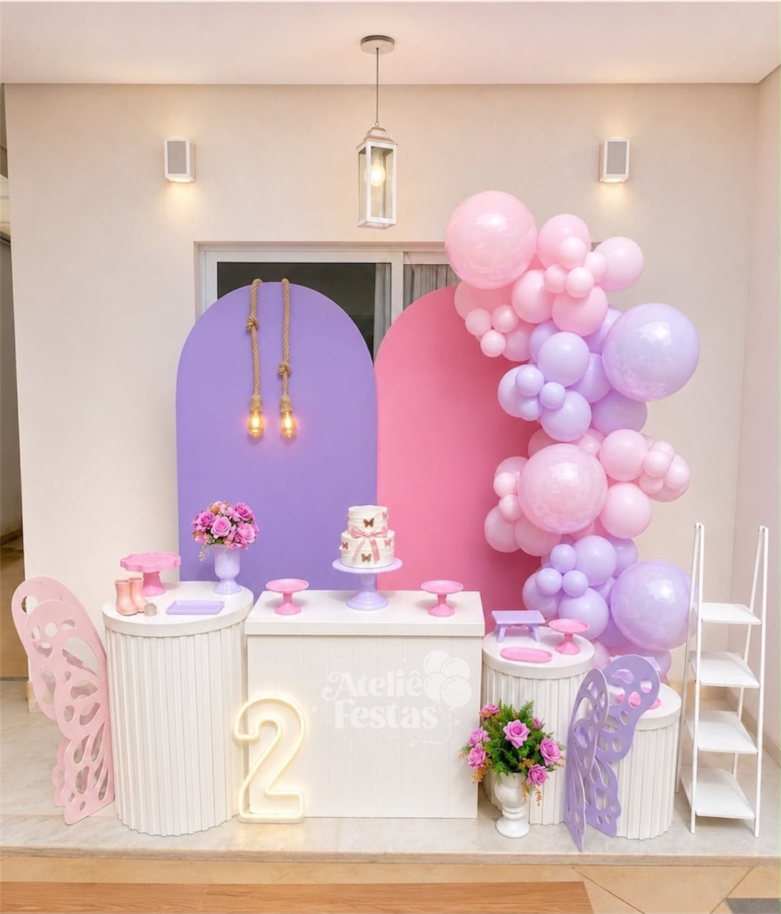 Decoração Jardim das Borboletas Lilás E Rosa - Ateliê Festas