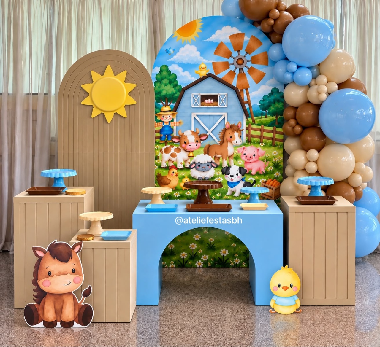 Decoração Fazendinha Azul - Ateliê Festas