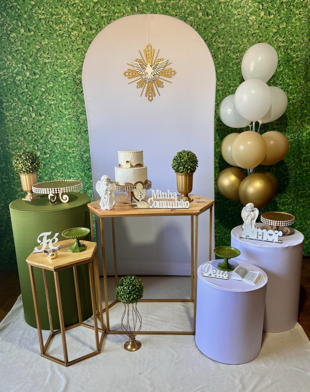 Comunhão Espírito Santo - Verde E Branco - Decoreli Decorações Pegue e Monte