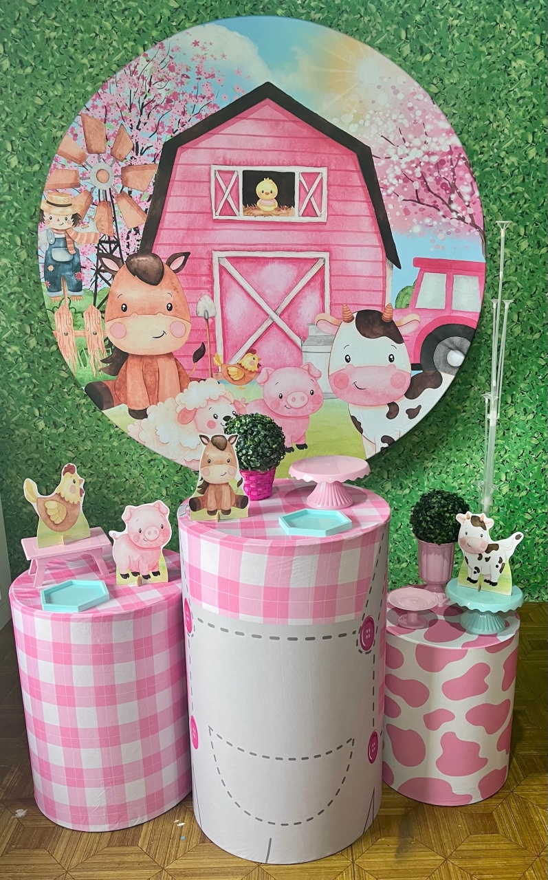 Fazendinha Rosa - Kit Básico - Decoreli Decorações Pegue e Monte